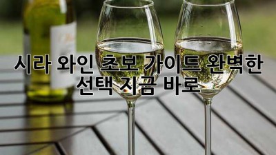 시라 와인🍷 초보 가이드: 완벽한 선택, 지금 바로!